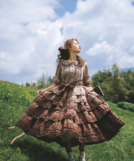 Pookie / ダフネの庭園  ロリィタドレス グラデーション 前あきOP, JSK③ [LO1519]