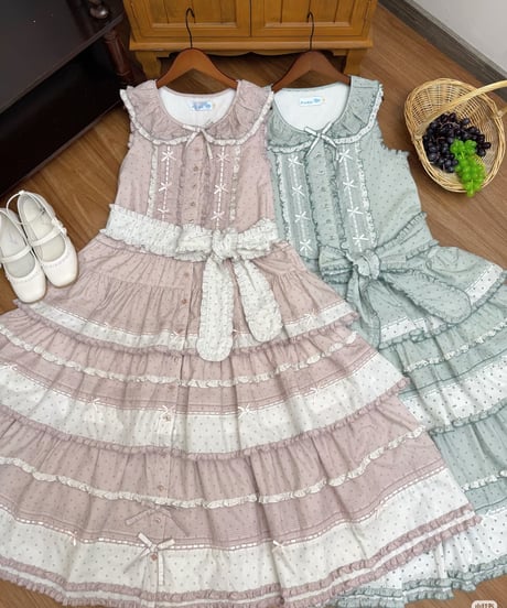 Pookie / Bubbly Milk ロリィタドレス 5段JSK、バイカラーJSK [LO1624]