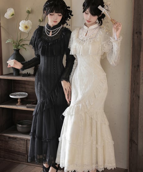 with PUJI Letter and Poetry /  疏影 改良マーメイド旗袍セット [LO1646]