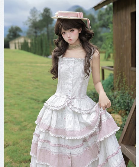 Pookie / Bubbly Milk ロリィタドレス スカート、キャミソール、サッシュ [LO1624]