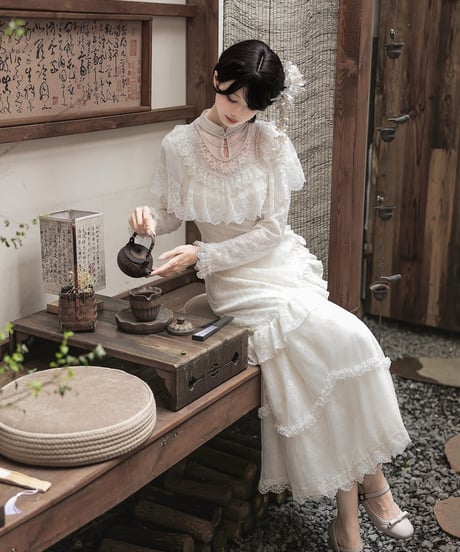 with PUJI Letter and Poetry /  疏影 改良マーメイド旗袍セット [LO1646]
