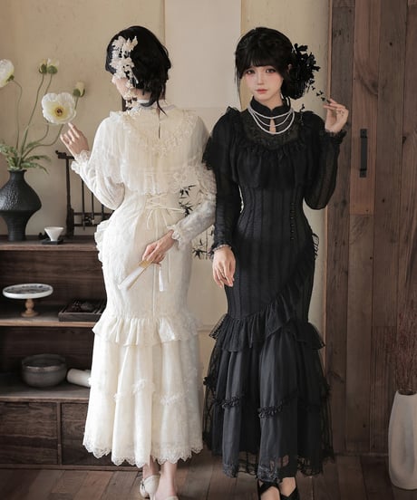 with PUJI Letter and Poetry /  疏影 改良マーメイド旗袍セット [LO1646]