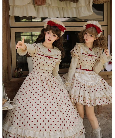 with PUJI Letter and Poetry / キャンディ・ドット ロリィタドレス ワンピース set [LO1631]