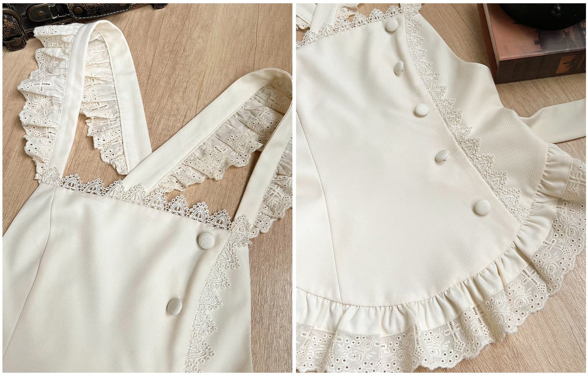 with PUJI / 月野 メイド風/ゴシック風 フライングスリーブ肩フリル