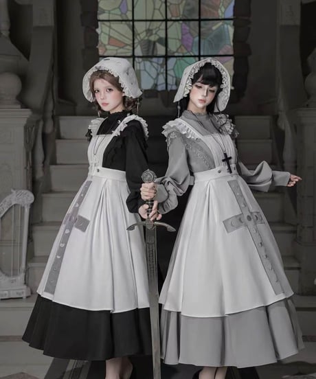 with PUJI Letter and Poetry /  残月と月相のゴシックドレス セット  [LO1659]