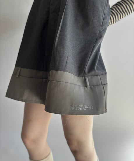 【Chinatsu Aoyama】 Suit Patchwork Camisole Mini One-Piece /  2601022-050