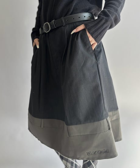 【Chinatsu Aoyama】 Suit Patchwork Camisole Mini One-Piece /  2601022-047