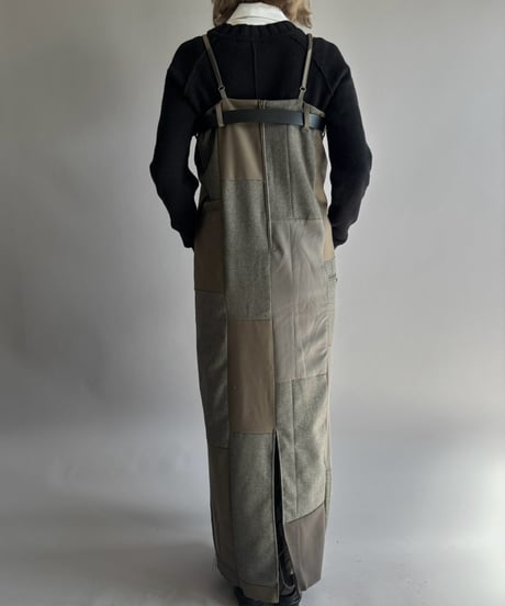 【Chinatsu Aoyama】 Suit Patchwork Camisole Long One-Piece /  2601022-048