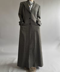 【USED】 DKNY Check Pattern Wool Long Coat / 261026-001