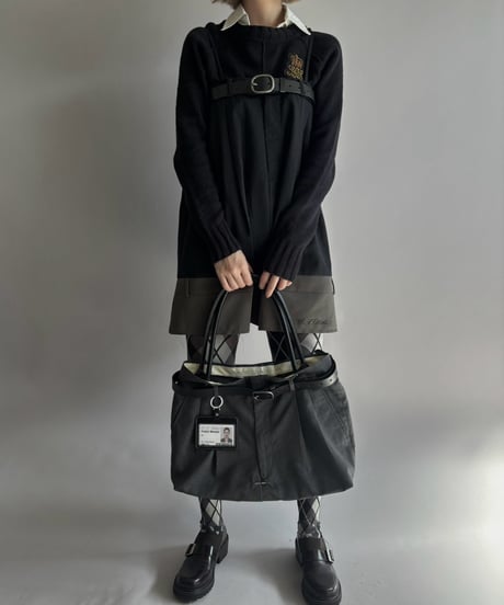 【Chinatsu Aoyama】 Suit Patchwork Camisole Mini One-Piece /  2601022-047