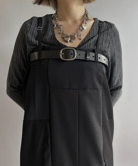 【Chinatsu Aoyama】 Suit Patchwork Camisole Long One-Piece /  2601022-042