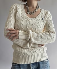 【USED】 Ralph Lauren Sport Cotton V-Neck Knit  / 261017-022
