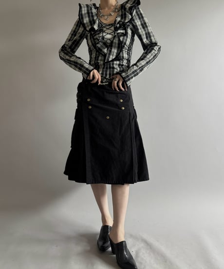 【USED】 GANNI Madras Check Lace Blouse / 260919-009