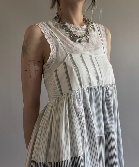 【RE;CIRCLE】  RE Patchwork Stripe Camisole One-Piece / 260810-026
