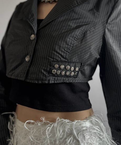 【USED】 Stripe Cropped Tailored Jacket/ 260919-017