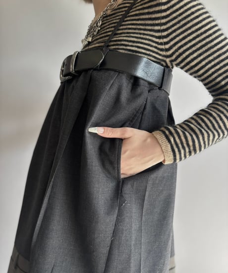 【Chinatsu Aoyama】 Suit Patchwork Camisole Mini One-Piece /  2601022-050