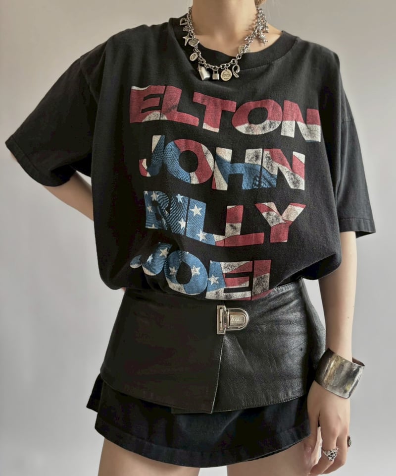 USED】 90's ELTON JOHN BILLY JOEL T-Shirt/ 2607