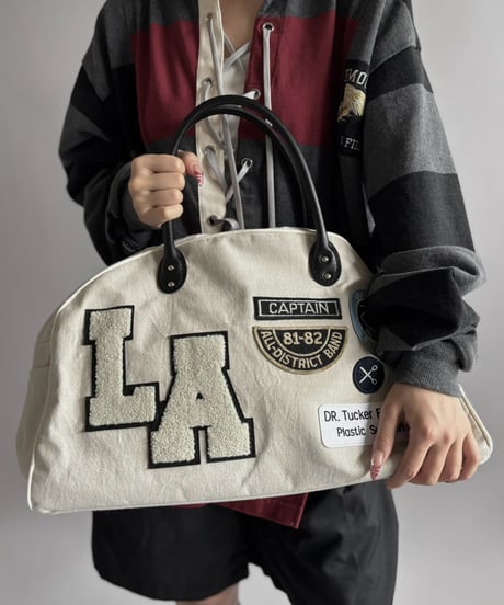 【RE;CIRCLE】 RE French Bedcover Boston Bag Wappen Ivory /261015-042