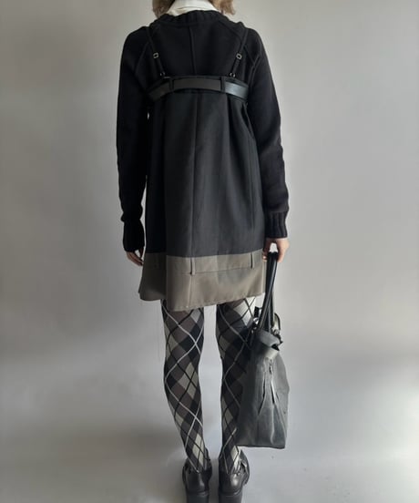 【Chinatsu Aoyama】 Suit Patchwork Camisole Mini One-Piece /  2601022-047