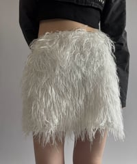【USED】 Boohoo Feather Mini Skirt /260919-018