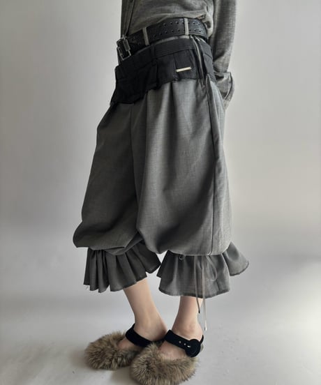 【Chinatsu Aoyama】 Suit Frill Wide Pants  /  2601022-044