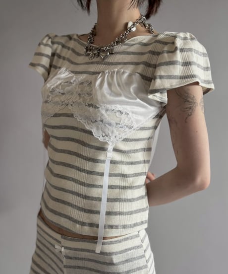 【Chinatsu Aoyama】 RE Border T-Shirt / 260716-028