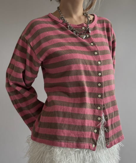 【USED】 Border Sweat Snap Cardigan/ 260919-016