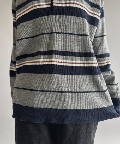 【USED】 70's MONTGOMERY WARD Striped Knit Polo / 261010-010