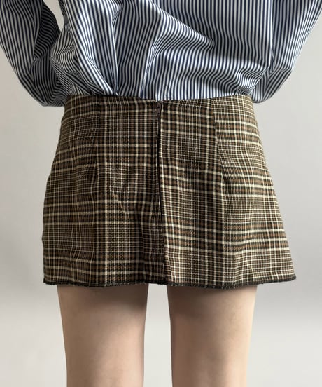 【USED】 Made in USA Houndstooth Rayon Mini Skirt / 261031-004