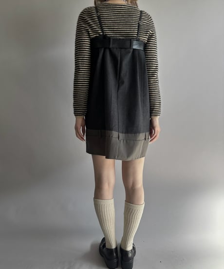 【Chinatsu Aoyama】 Suit Patchwork Camisole Mini One-Piece /  2601022-050