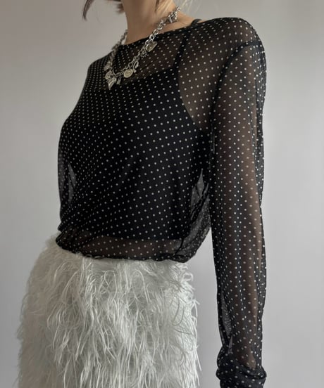 【USED】 Polka Dot Mesh L/S Tee / 260919-014
