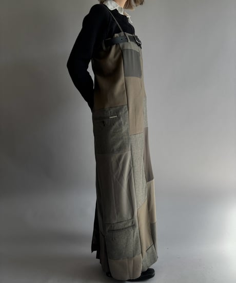 【Chinatsu Aoyama】 Suit Patchwork Camisole Long One-Piece /  2601022-048