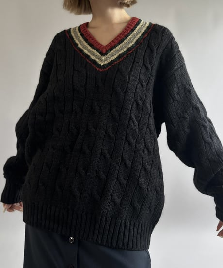 【USED】 90~00's Polo Ralph Lauren V-Neck Wool Knit / 261031-022