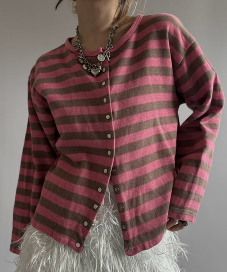 【USED】 Border Sweat Snap Cardigan/ 260919-016
