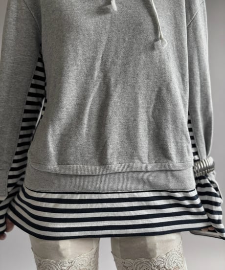 【USED】 AD 2016 COMME des GARCON Switching Border Hoodie / 260926-013