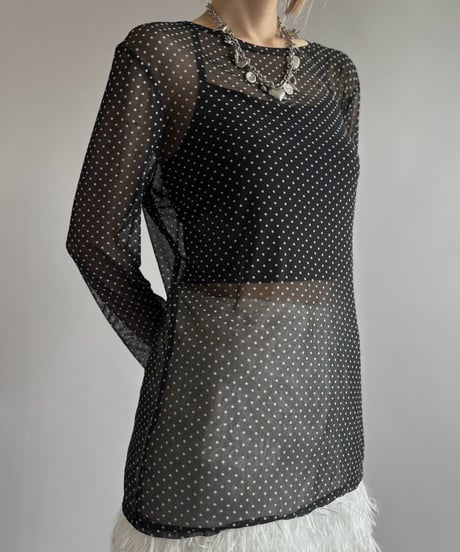 【USED】 Polka Dot Mesh L/S Tee / 260919-014