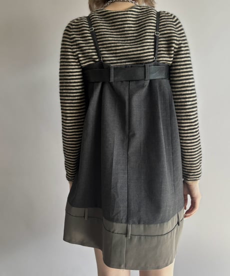 【Chinatsu Aoyama】 Suit Patchwork Camisole Mini One-Piece /  2601022-050