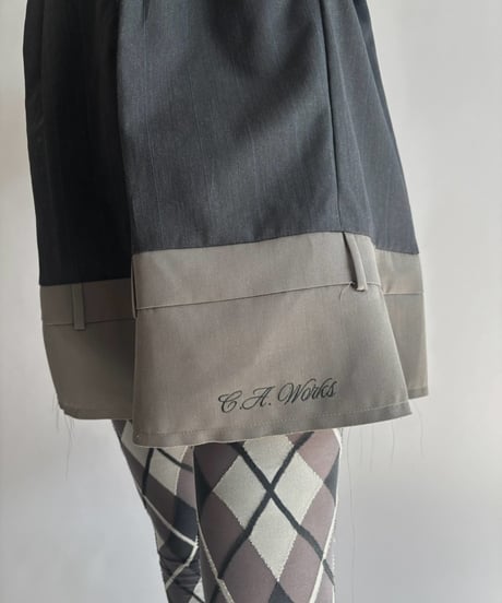 【Chinatsu Aoyama】 Suit Patchwork Camisole Mini One-Piece /  2601022-047