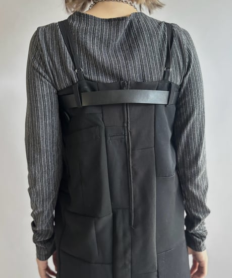 【Chinatsu Aoyama】 Suit Patchwork Camisole Long One-Piece /  2601022-042