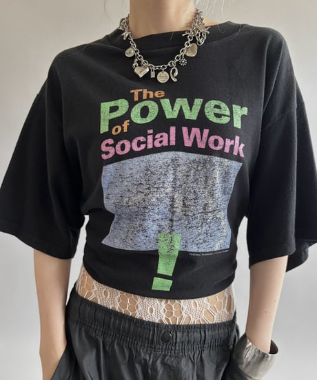 【USED】 Made in USA 90's Power of Social T-Shirt / 260801-025