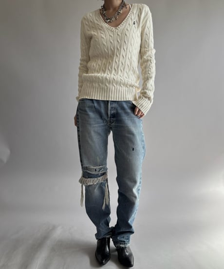 【USED】 Ralph Lauren Sport Cotton V-Neck Knit  / 261017-022