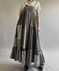 【RE;CIRCLE】  RE Patchwork Stripe Camisole One-Piece Dyed Gray / 260810-029