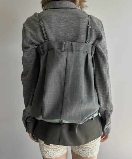【Chinatsu Aoyama】 Suit Patchwork Camisole Mini One-Piece /  2601022-045