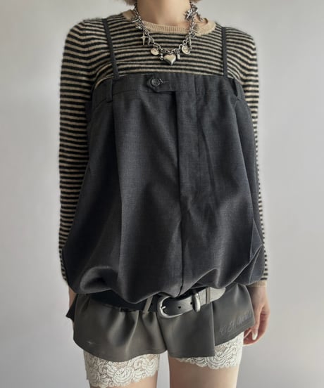【Chinatsu Aoyama】 Suit Patchwork Camisole Mini One-Piece /  2601022-050