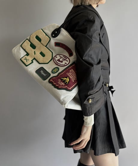 【RE;CIRCLE】 RE French Bedcover Boston Bag Wappen Ivory /261015-041