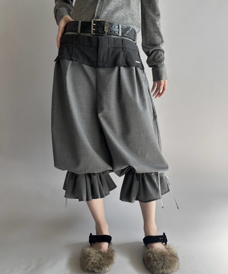 【Chinatsu Aoyama】 Suit Frill Wide Pants  /  2601022-044