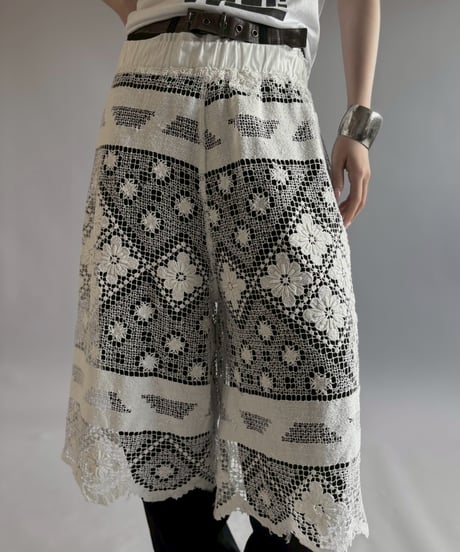 【RE;CIRCLE】 RE Crochet Lace Wide Half Pants / 260709-010