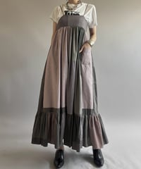 【RE;CIRCLE】  RE Patchwork Stripe Camisole One-Piece Dyed Gray / 260810-028