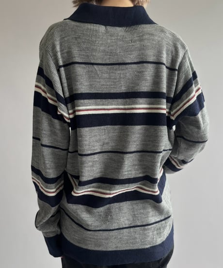 【USED】 70's MONTGOMERY WARD Striped Knit Polo / 261010-010