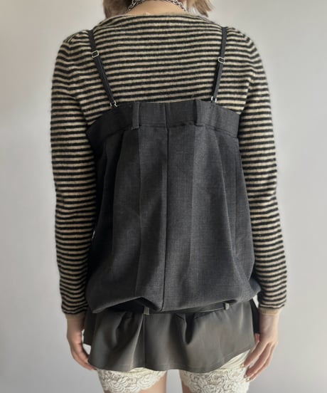 【Chinatsu Aoyama】 Suit Patchwork Camisole Mini One-Piece /  2601022-050